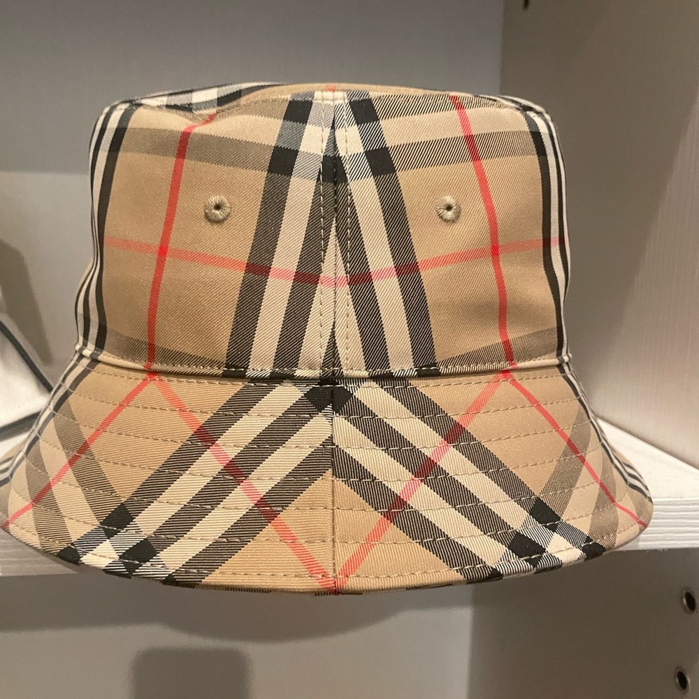 Burberry Beige Checkered Bucket Hat - Picture 2 of 3